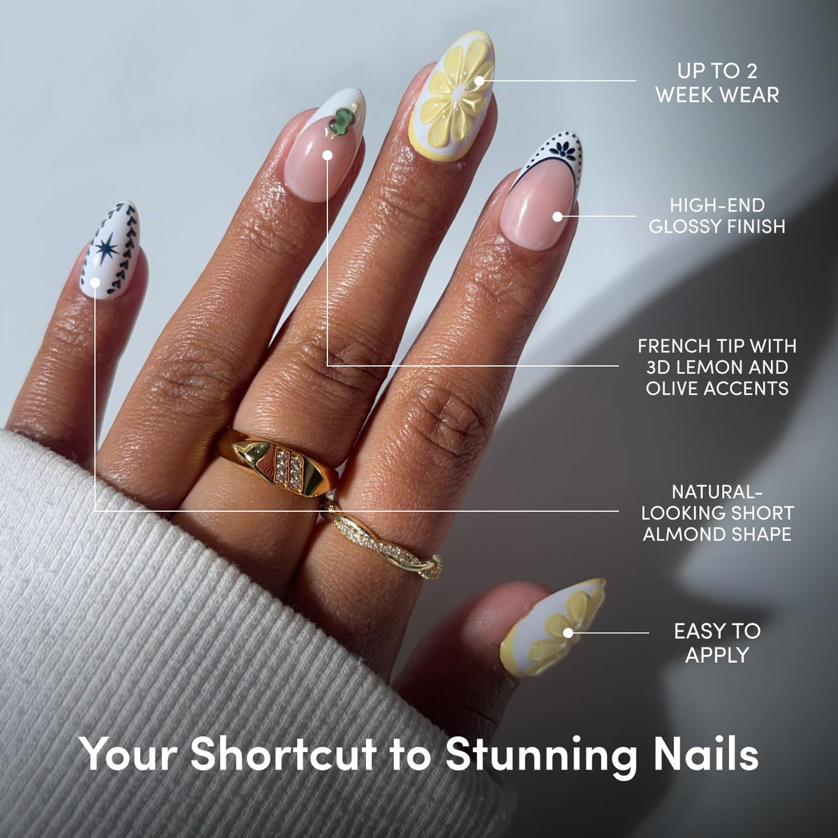 Glamnetic Press On Nails Short Almond in various sizes