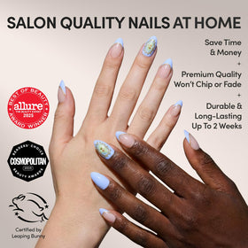 Glamnetic Press On Nails Short Almond kit contents with storage box