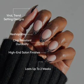Glamnetic Press On Nails Short Almond Love Noir with nail glue