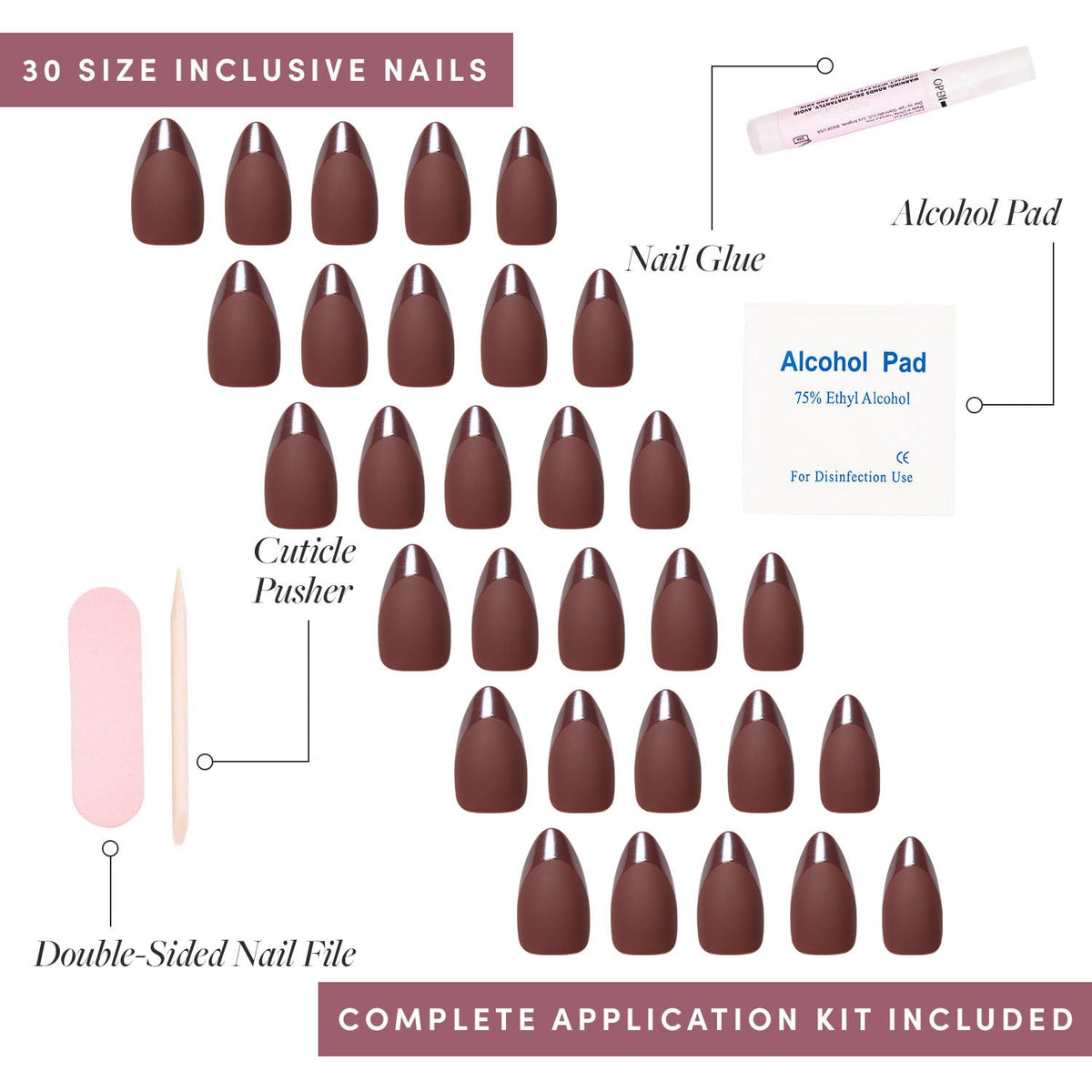 Glamnetic Press On Nails Short Almond Matte showing tapered fit
