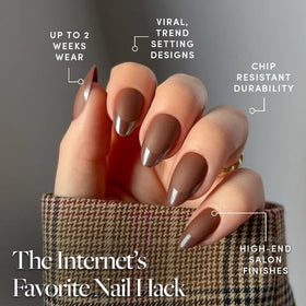 Glamnetic Press On Nails Short Almond Matte storage box and accessories