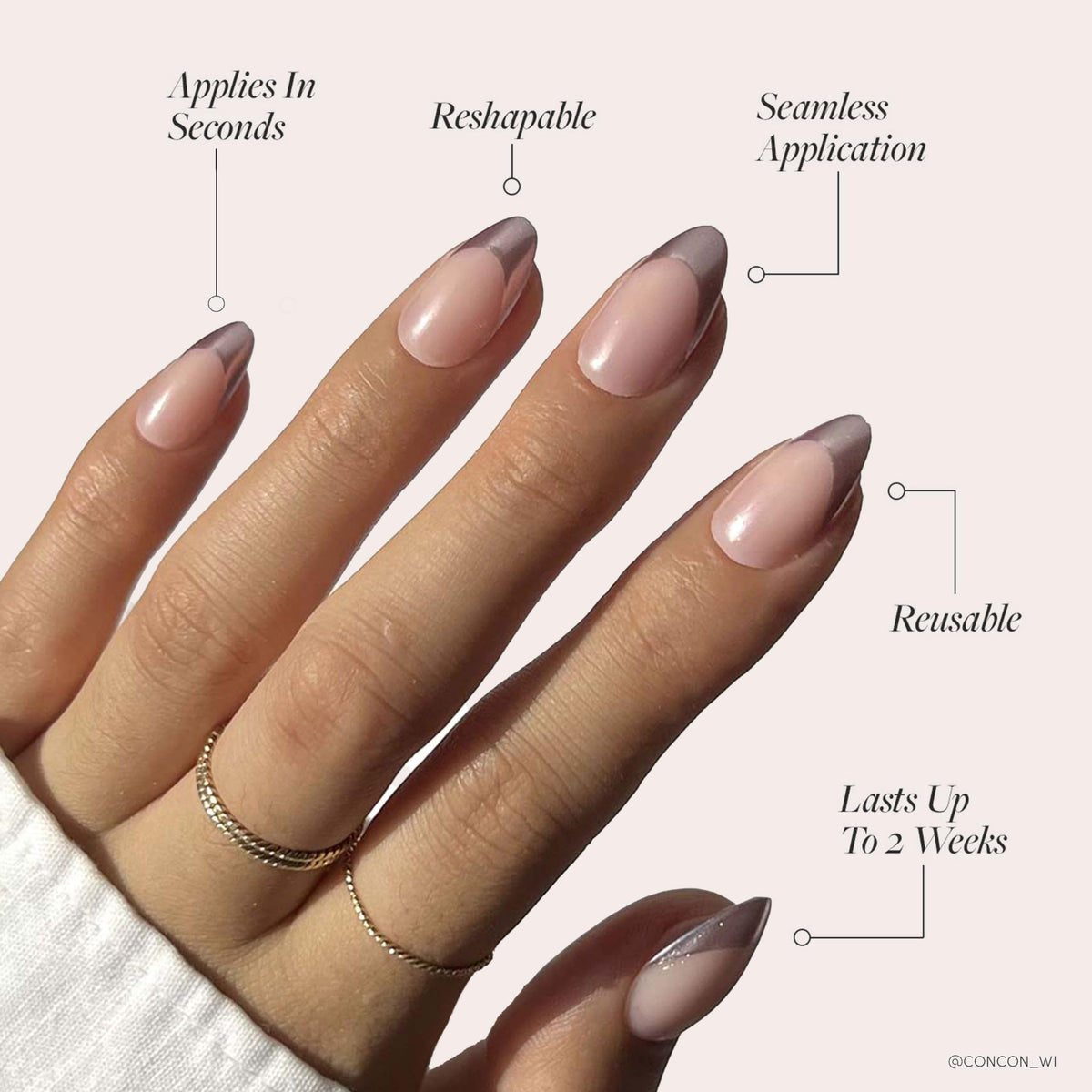 Glamnetic Press On Nails Short Almond Metallic Pink close-up