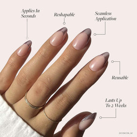 Glamnetic Press On Nails Short Almond Metallic Pink close-up