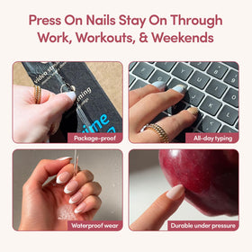 Glamnetic Press On Nails Short Almond nail glue and file included