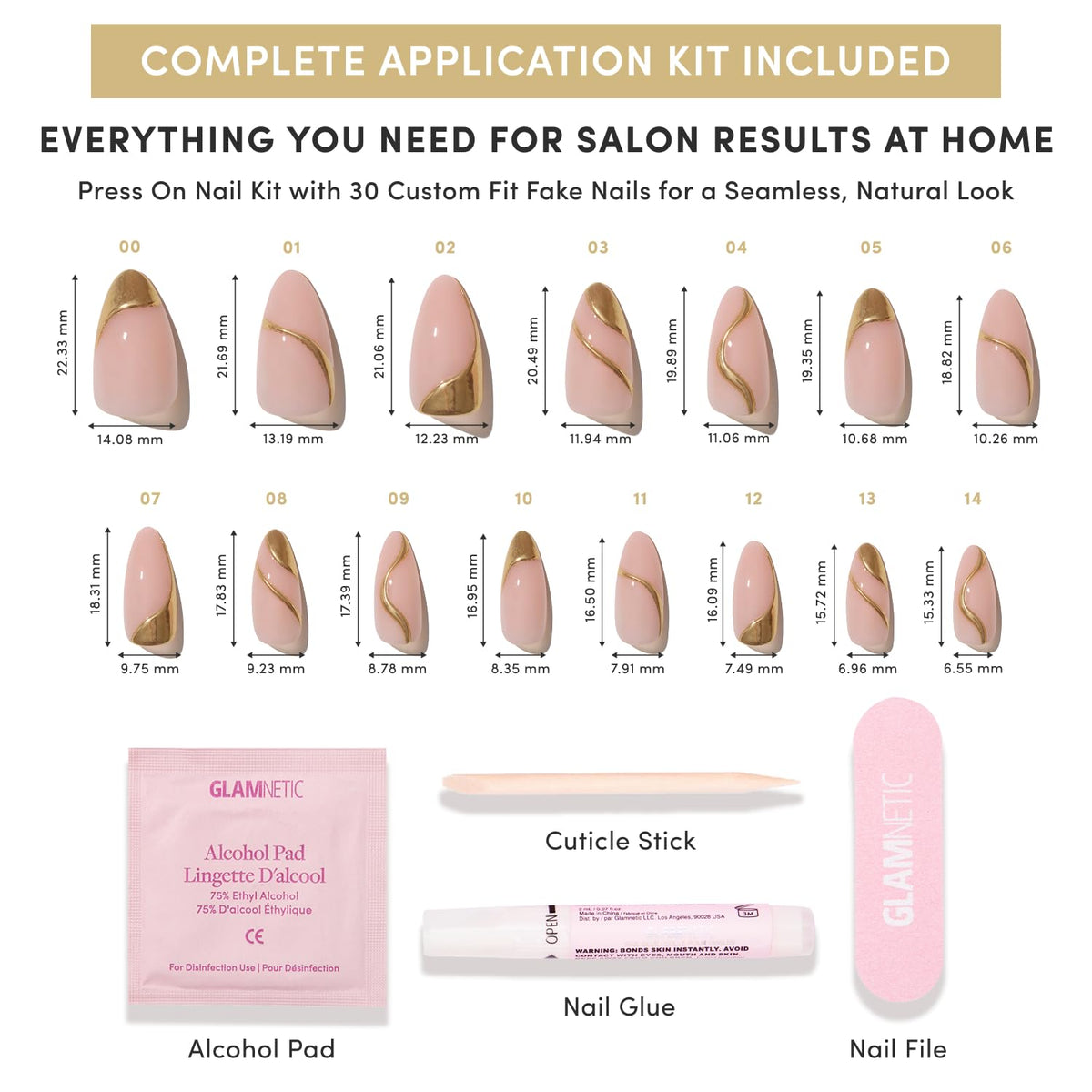Glamnetic Press On Nails Short Almond on display