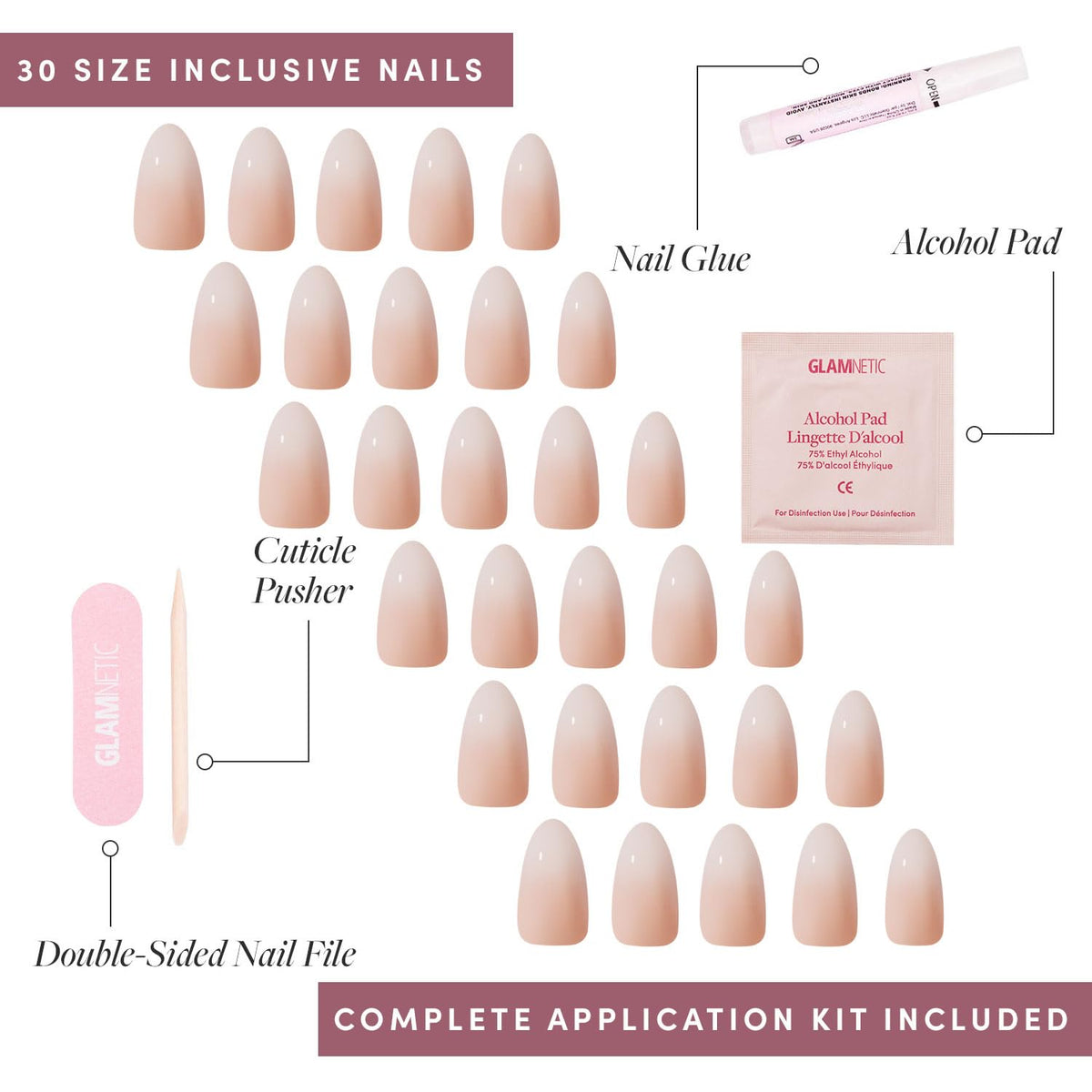 Glamnetic Press On Nails Short Almond on hands