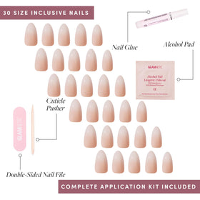 Glamnetic Press On Nails Short Almond on hands