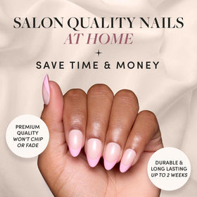 Glamnetic Press On Nails Short Almond Pink Macaron with storage box