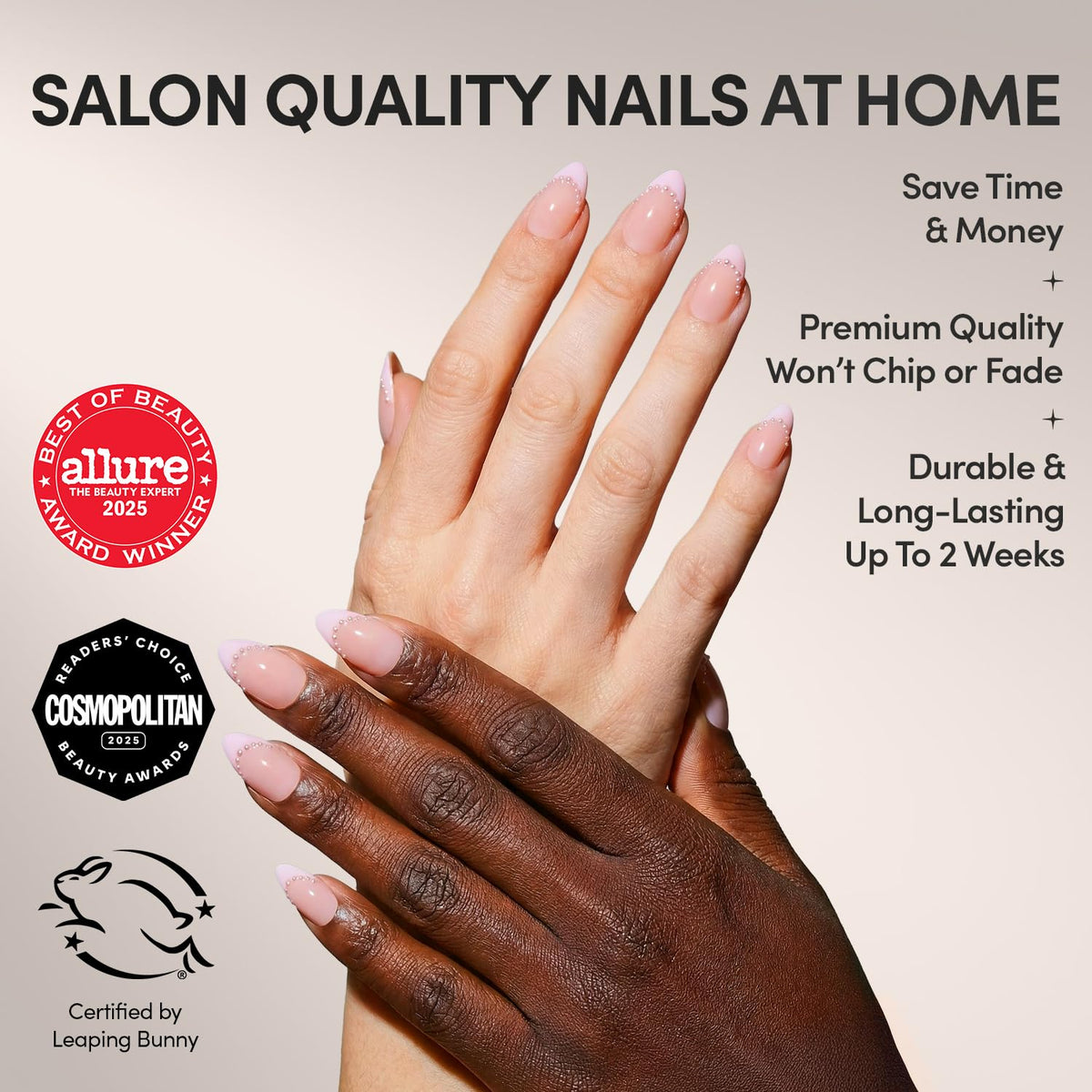 Glamnetic Press On Nails Short Almond Pink Me Up Kit side view