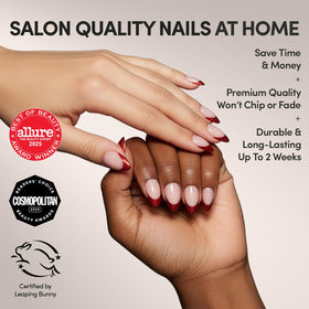Glamnetic Press On Nails Short Almond Red French Tip close-up of nails