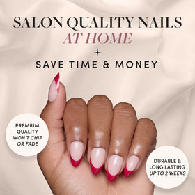 Glamnetic Press On Nails Short Almond Red French Tip side view