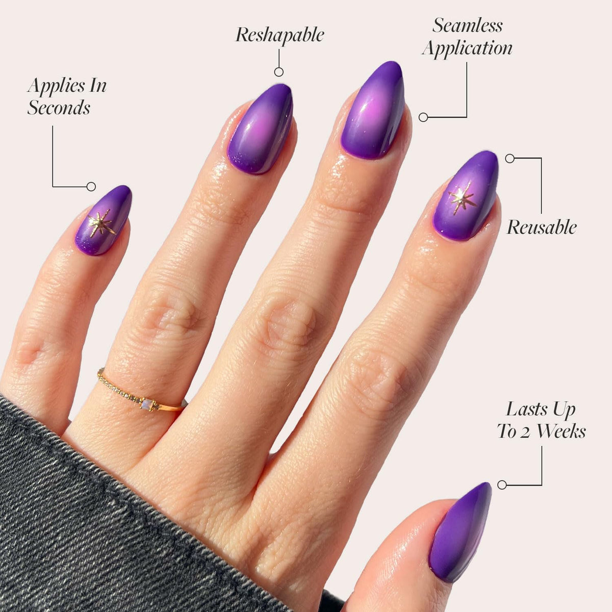 Glamnetic Press On Nails Short Almond Tarot Set with accessories