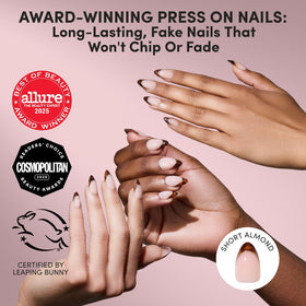 Glamnetic Press On Nails Short Almond Tortoiseshell close-up of nails