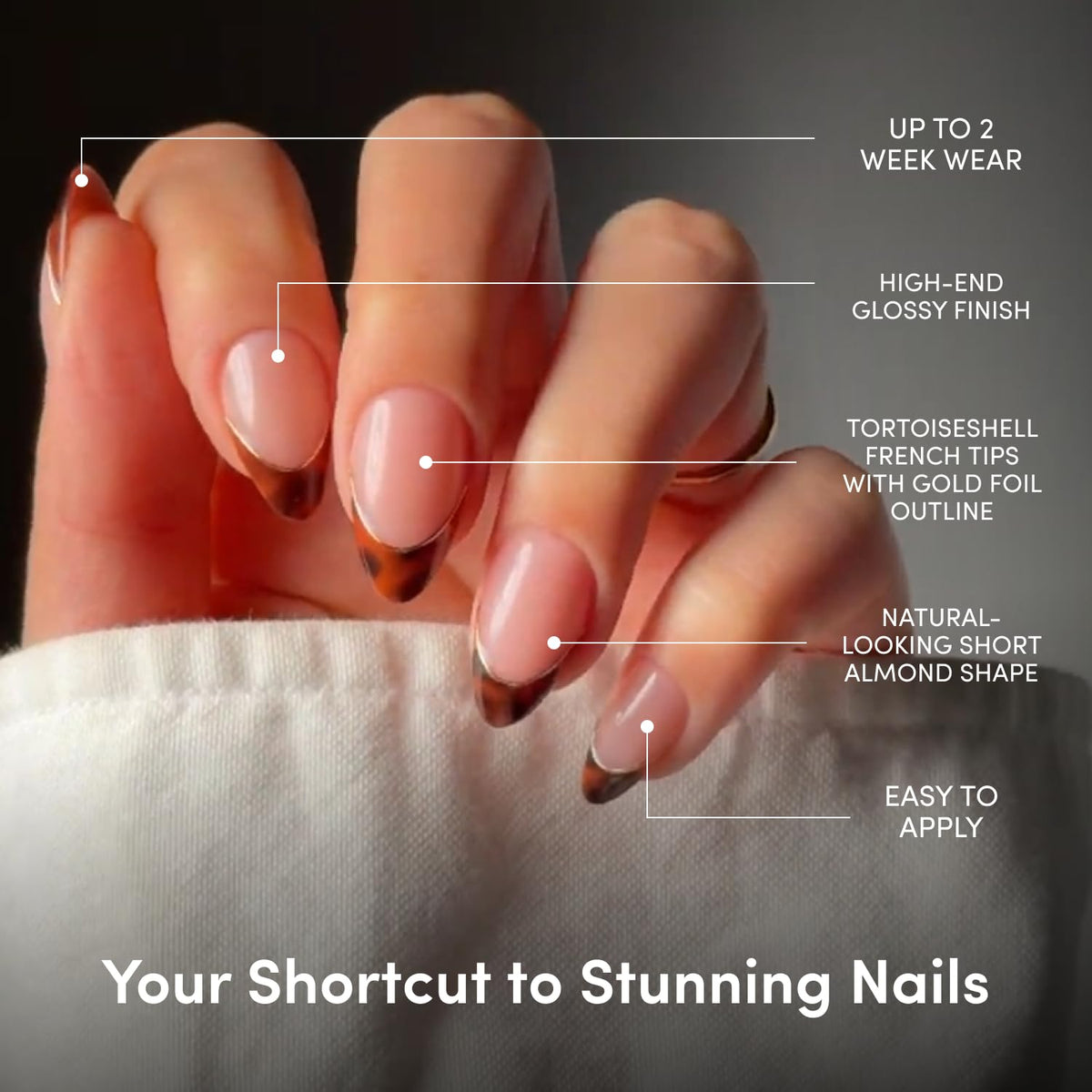 Glamnetic Press On Nails Short Almond Tortoiseshell packaging