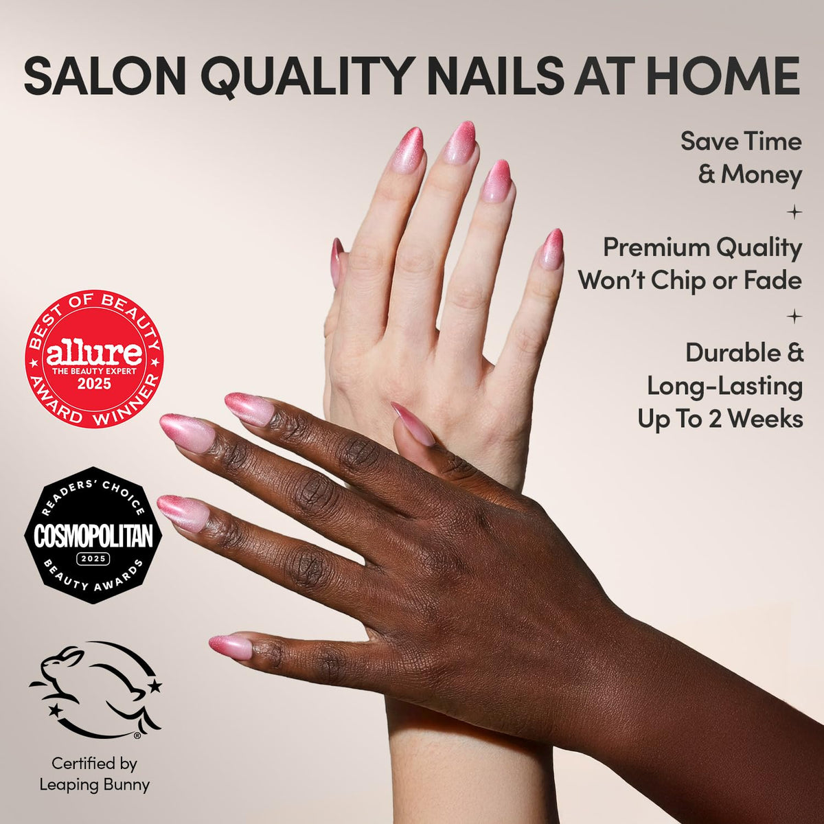 Glamnetic Press On Nails Short Almond Velvet design close-up