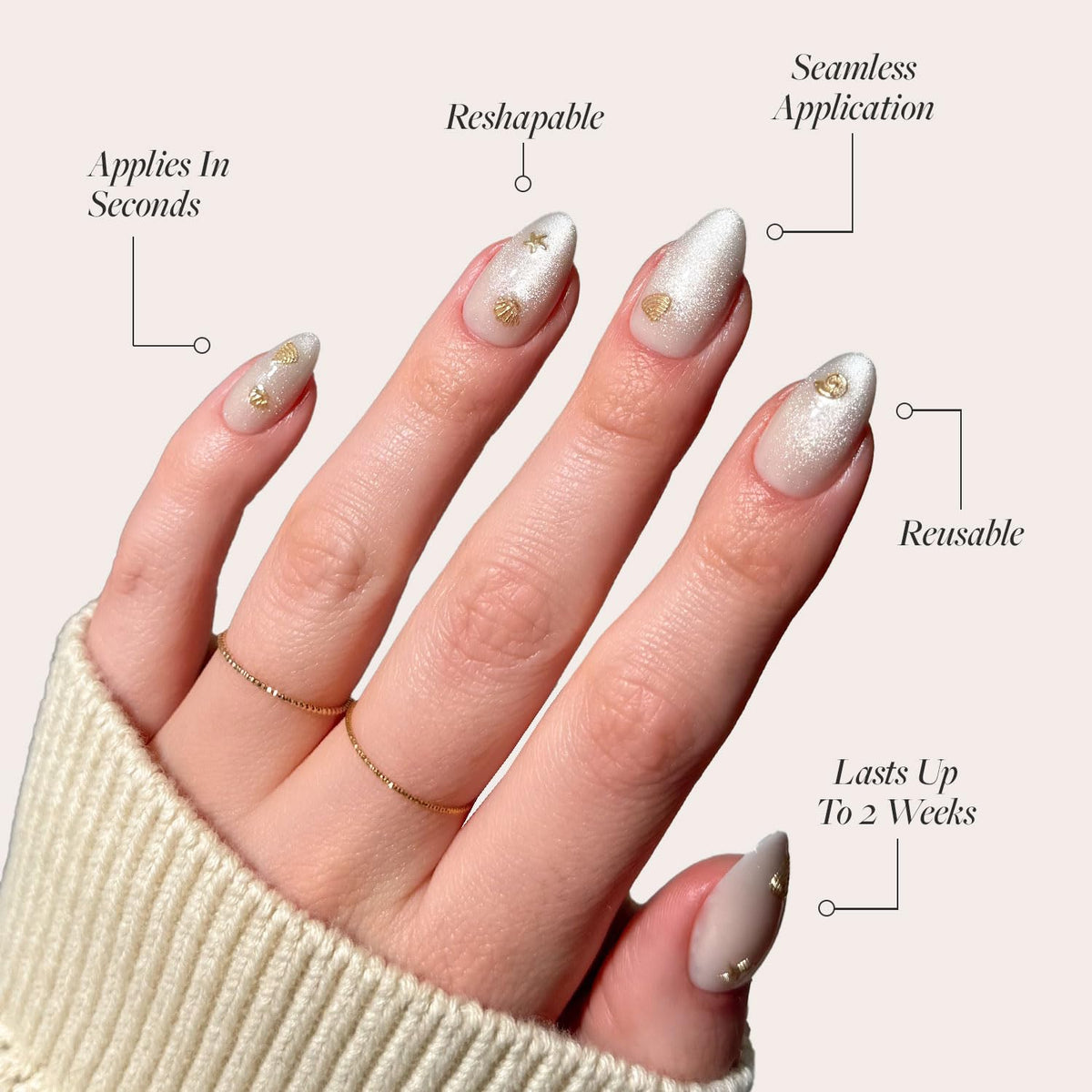 Glamnetic Press On Nails Short Almond Velvet Finish with accessories