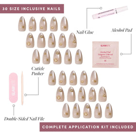 Glamnetic Press On Nails Short Almond Velvet Finish with cuticle stick