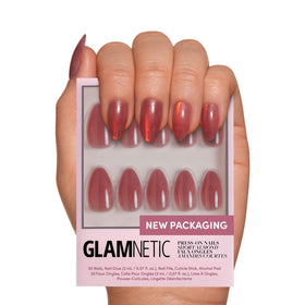 Glamnetic Press On Nails Short Almond Velvet full kit front view