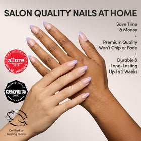 Glamnetic Press On Nails Short Almond with French Lilac design