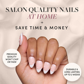Glamnetic Press On Nails Short Almond with French tips and pearl gems