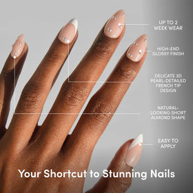 Glamnetic Press On Nails Short Almond with pearl French tips