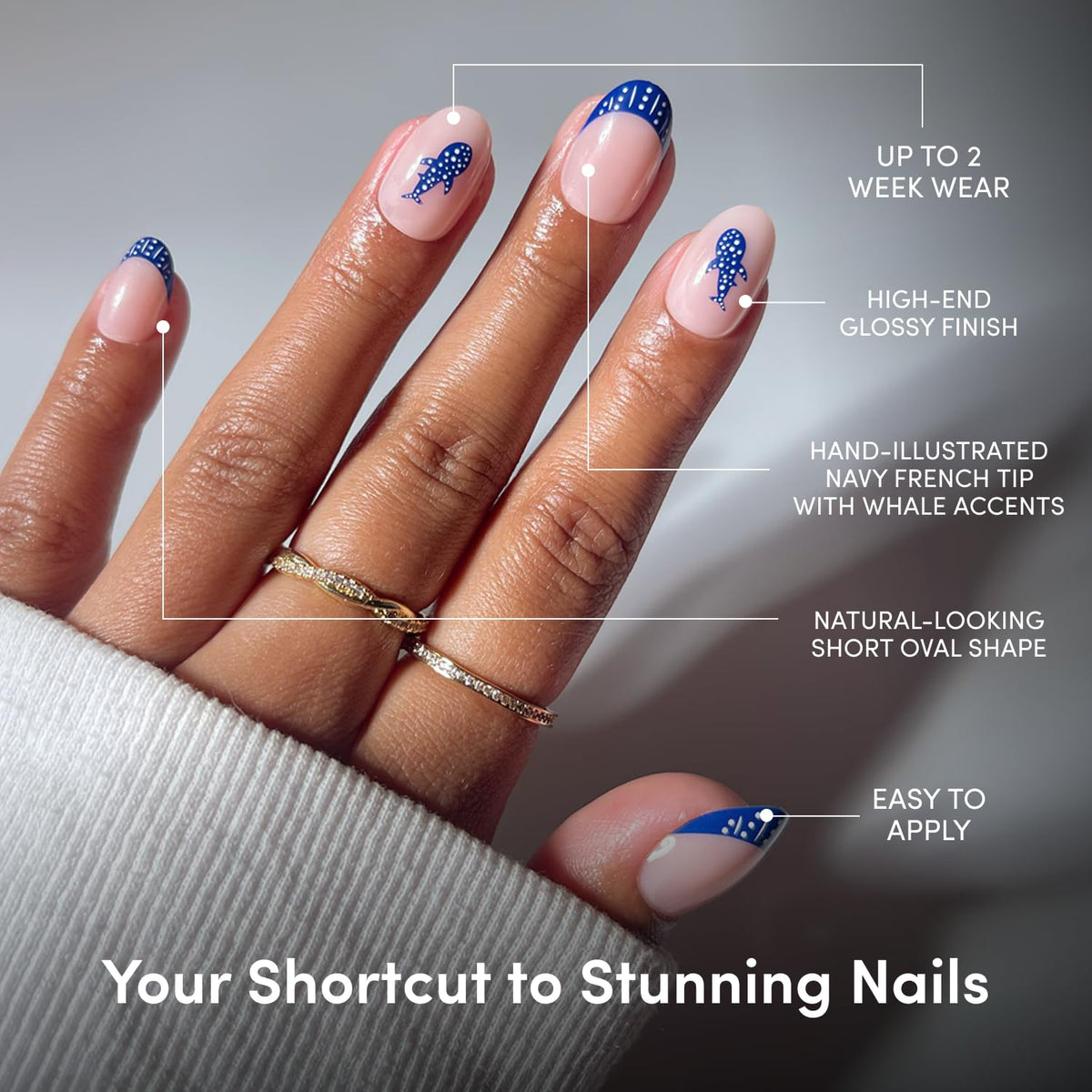 Glamnetic Press On Nails Short Oval Glossy application process with cuticle stick
