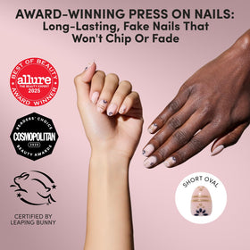 Glamnetic Press On Nails Short Oval glossy design close-up