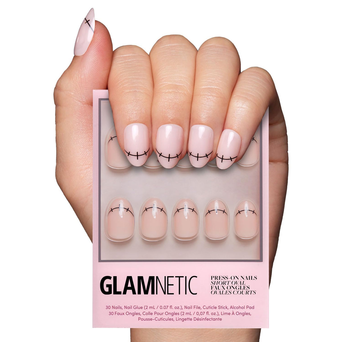 Glamnetic Press On Nails Short Oval Glossy full kit front view