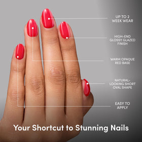 Glamnetic Press On Nails Short Oval Glossy nail glue and accessories