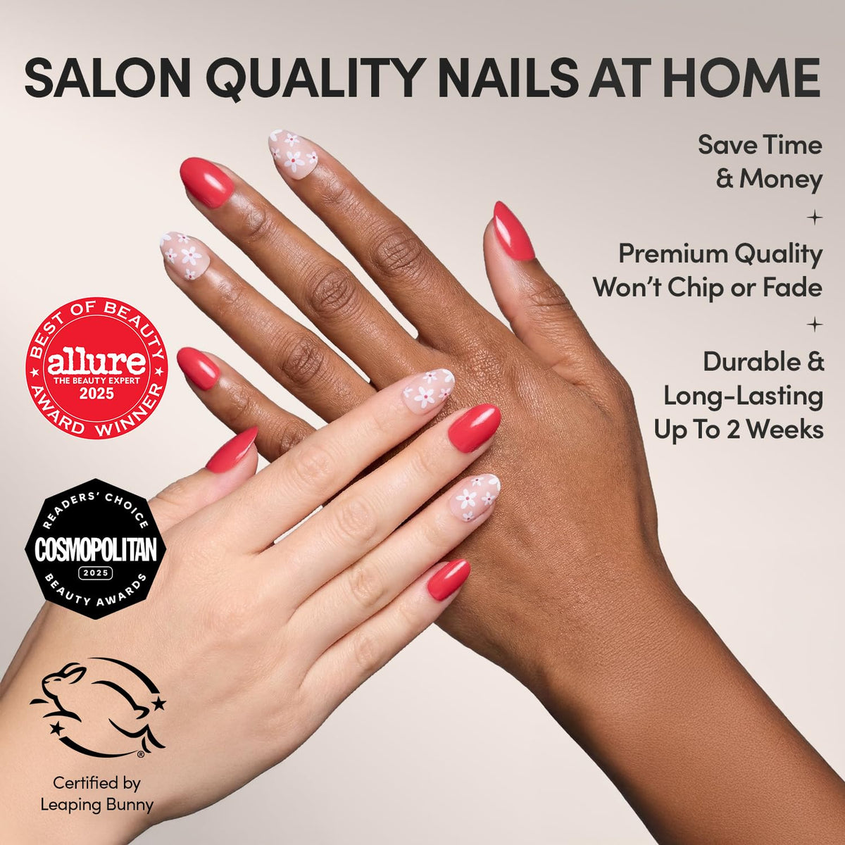 Glamnetic Press On Nails Short Oval Glossy Red Blossom packaging