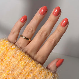 Glamnetic Press On Nails Short Oval Lush Coral front view