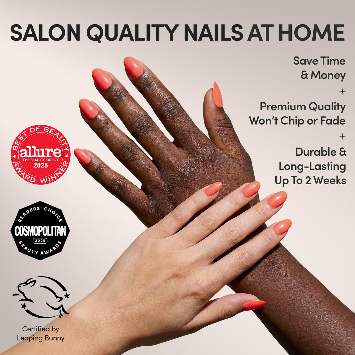 Glamnetic Press On Nails Short Oval Lush Coral storage box