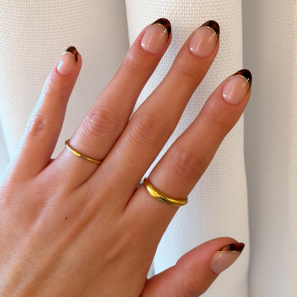 Glamnetic Press On Nails Short Oval Tortoiseshell French Tips full kit