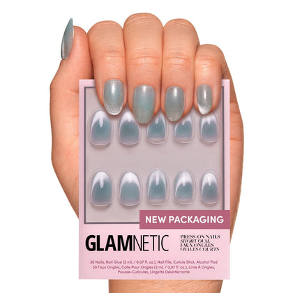 Glamnetic Press On Nails Short Oval Velvet 30 Pc Full Kit front view