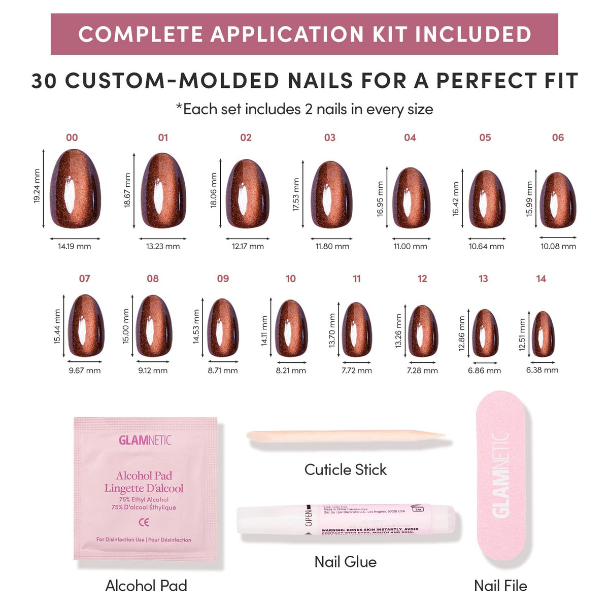 Glamnetic Press On Nails Short Oval Velvet detailed view of cat-eye effect