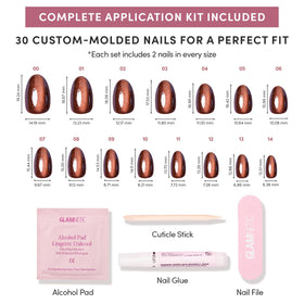 Glamnetic Press On Nails Short Oval Velvet detailed view of cat-eye effect