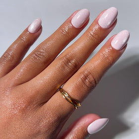 Glamnetic Press On Nails Short Oval Velvet Pink Shimmer full kit front view