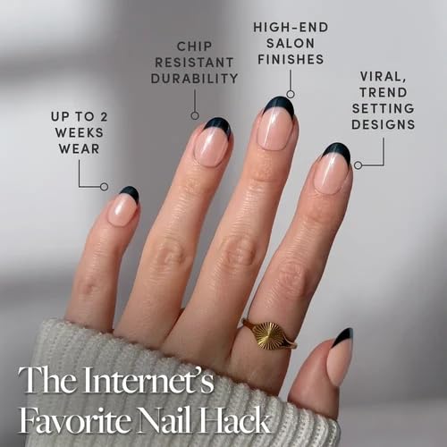 Glamnetic Press On Nails Short Round Glazed Black French Tip packaging