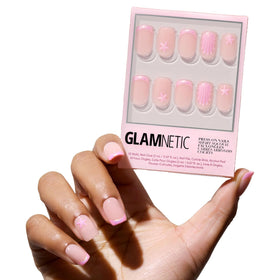 Glamnetic Press On Nails short squoval chrome kit front view
