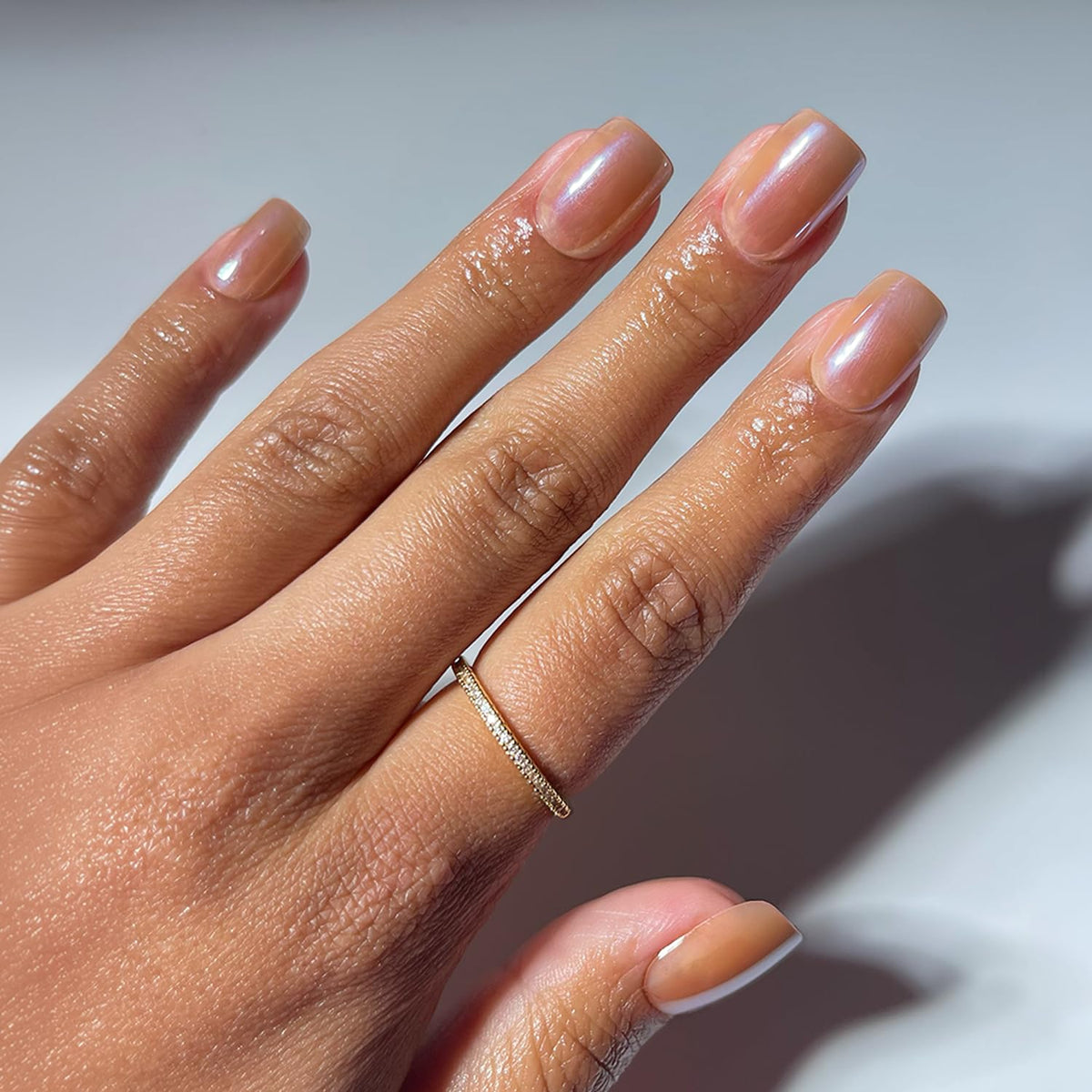 Glamnetic Press On Nails Short Squoval Glazed Caramel Nude full kit front view
