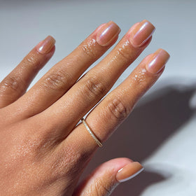 Glamnetic Press On Nails Short Squoval Glazed Caramel Nude full kit front view