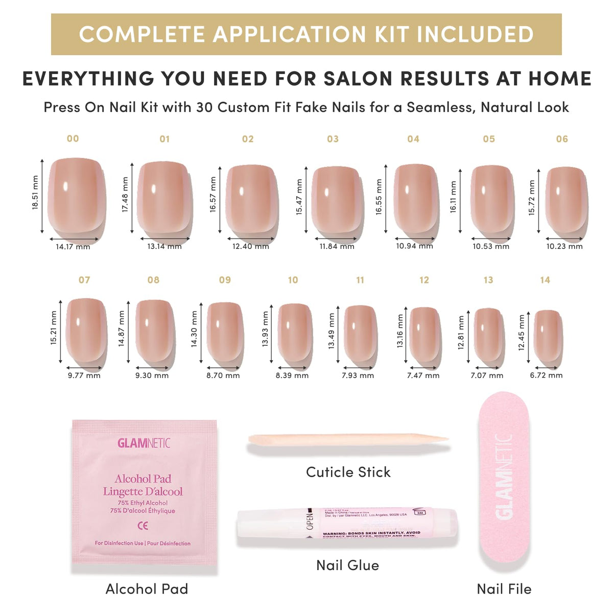 Glamnetic Press On Nails Short Squoval Glazed Caramel Nude side view