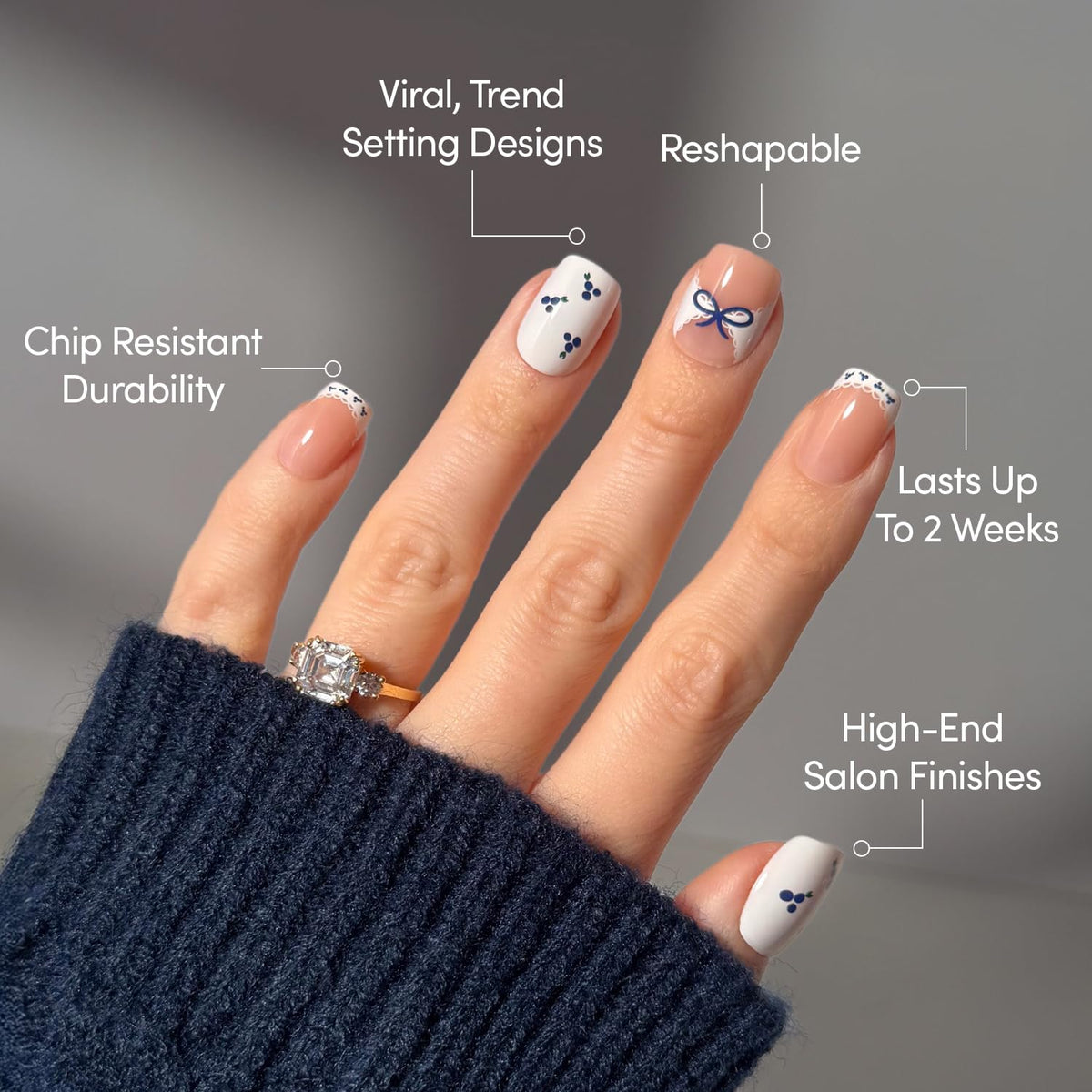 Glamnetic Press On Nails Short Squoval Glossy storage box and accessories