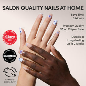 Glamnetic Press On Nails Short Squoval Glossy with micro blueberry accents