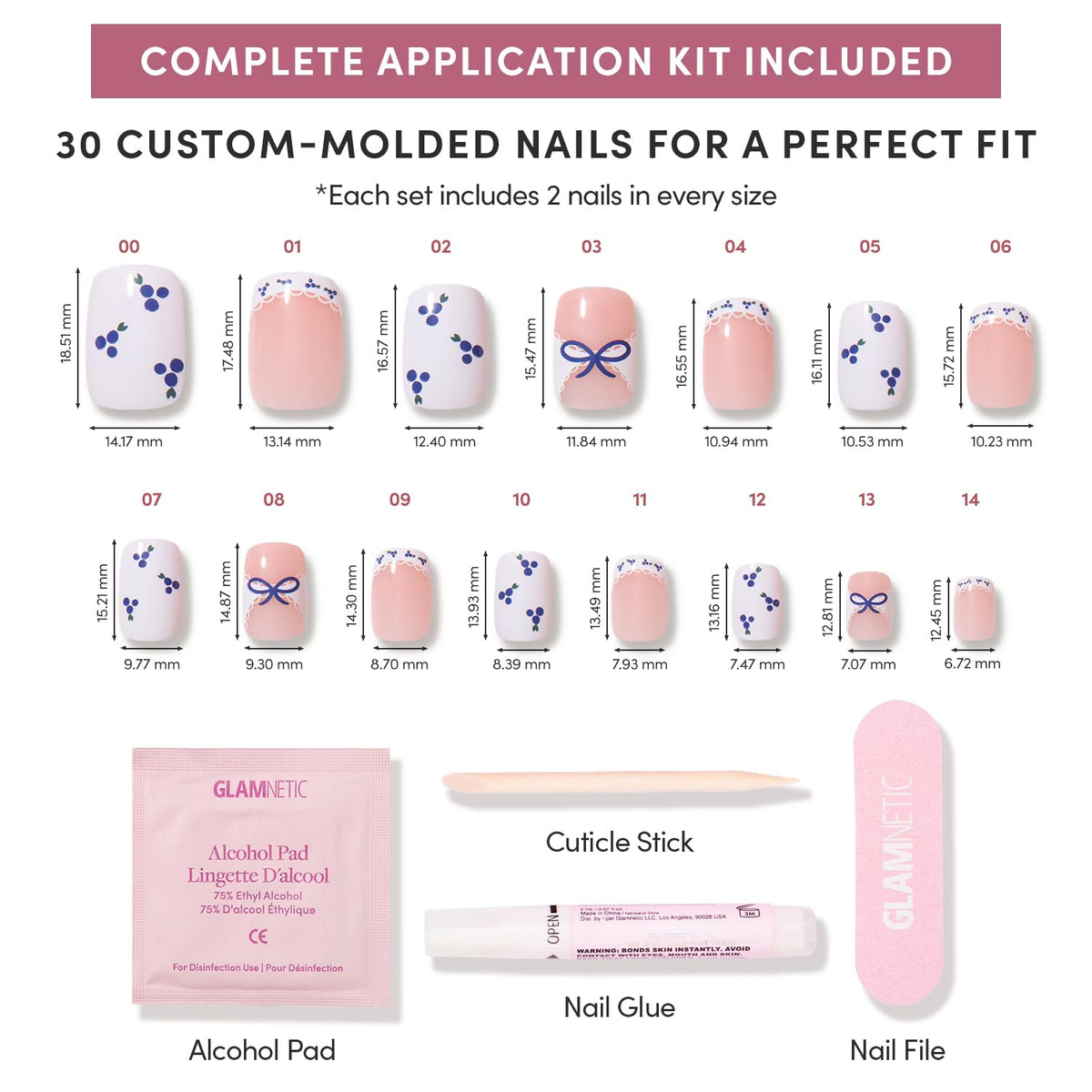 Glamnetic Press On Nails Short Squoval Glossy with scalloped lace trimmings