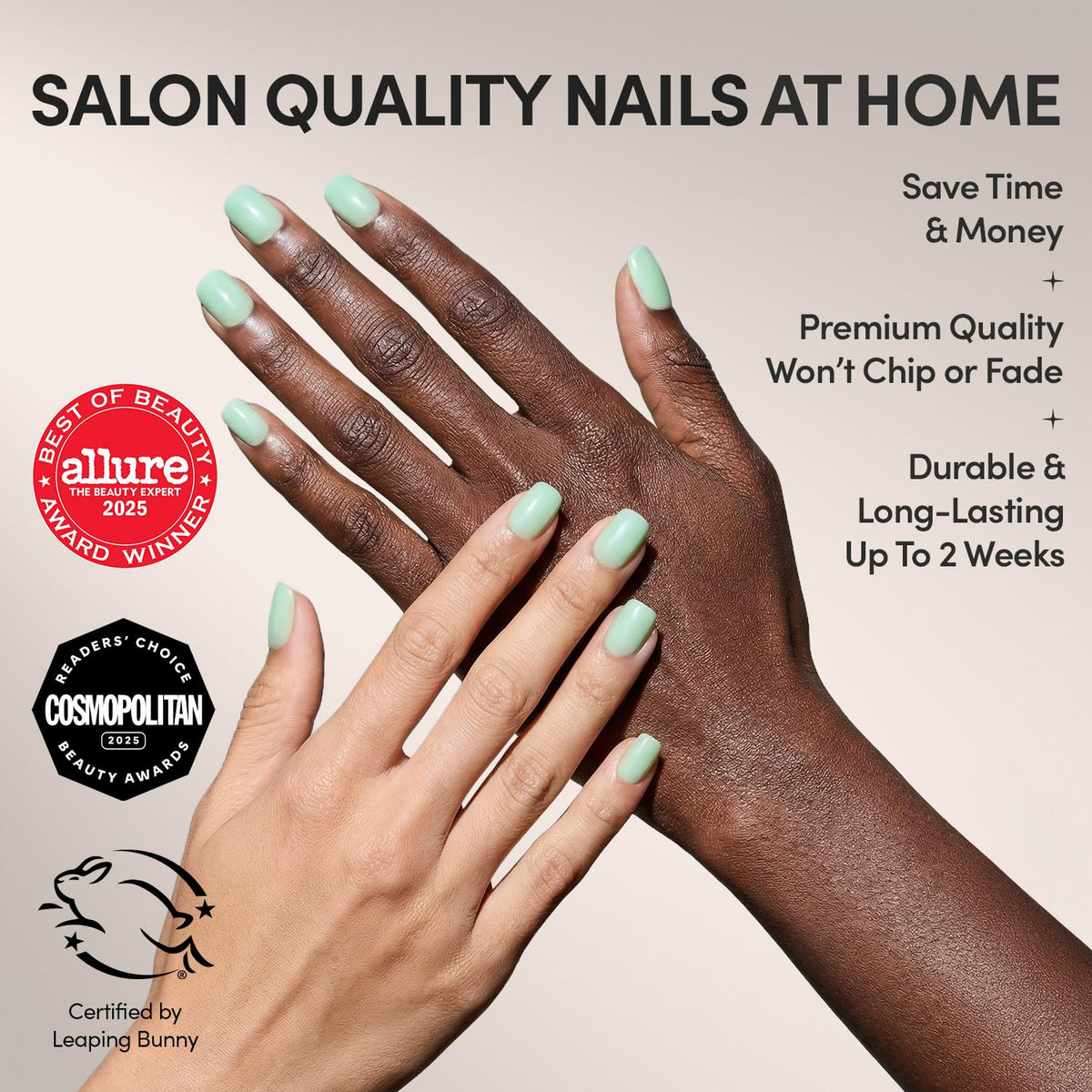 Glamnetic Press On Nails Short Squoval kit contents including storage box and accessories