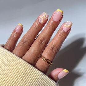 Glamnetic Press On Nails Short Squoval Lemon French Tip full kit front view
