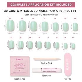 Glamnetic Press On Nails Short Squoval showing glossy finish up close