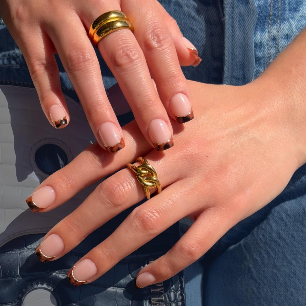 Glamnetic Press On Nails Short Squoval Tortoiseshell French Tip front view