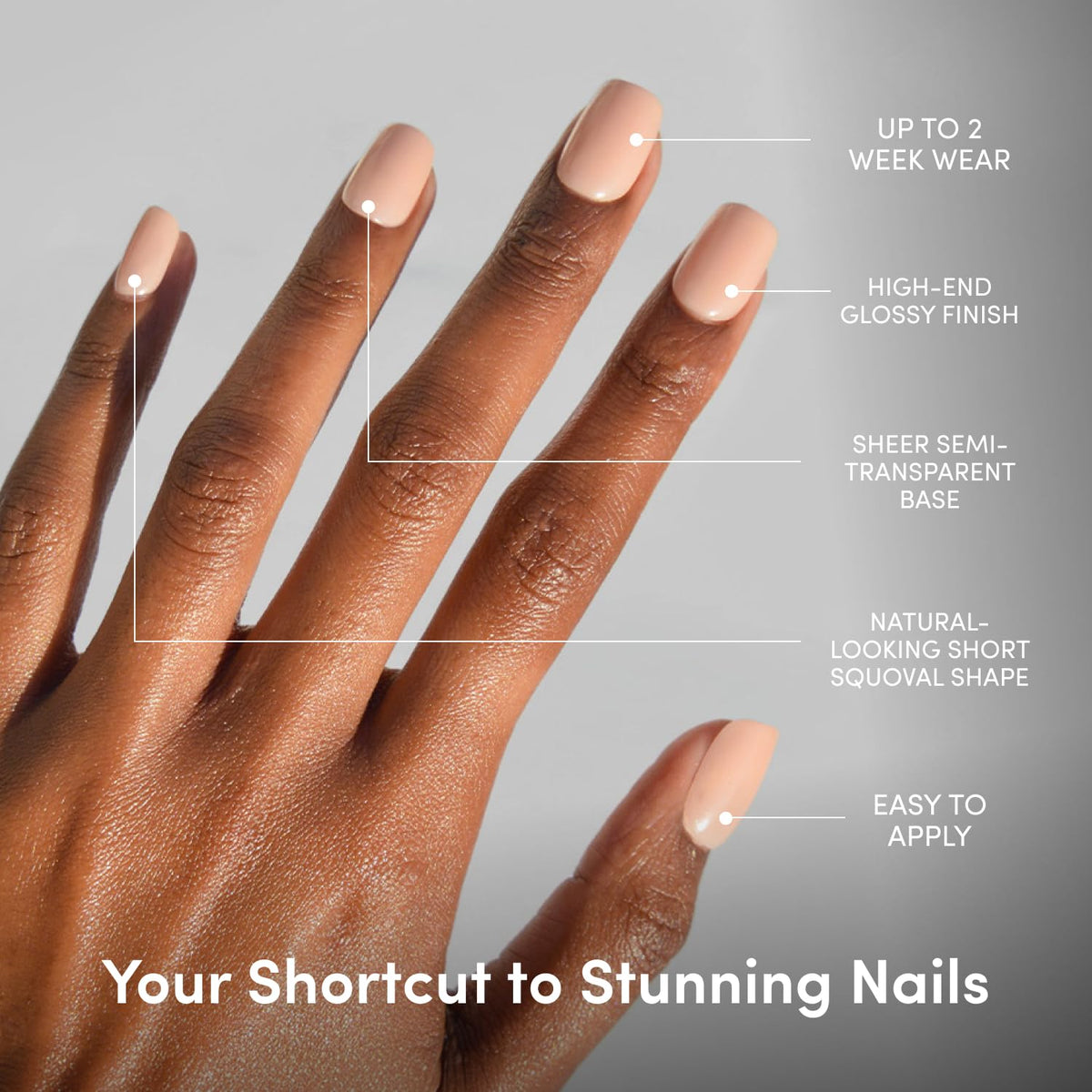 Glamnetic Press On Nails Short Squoval various sizes displayed